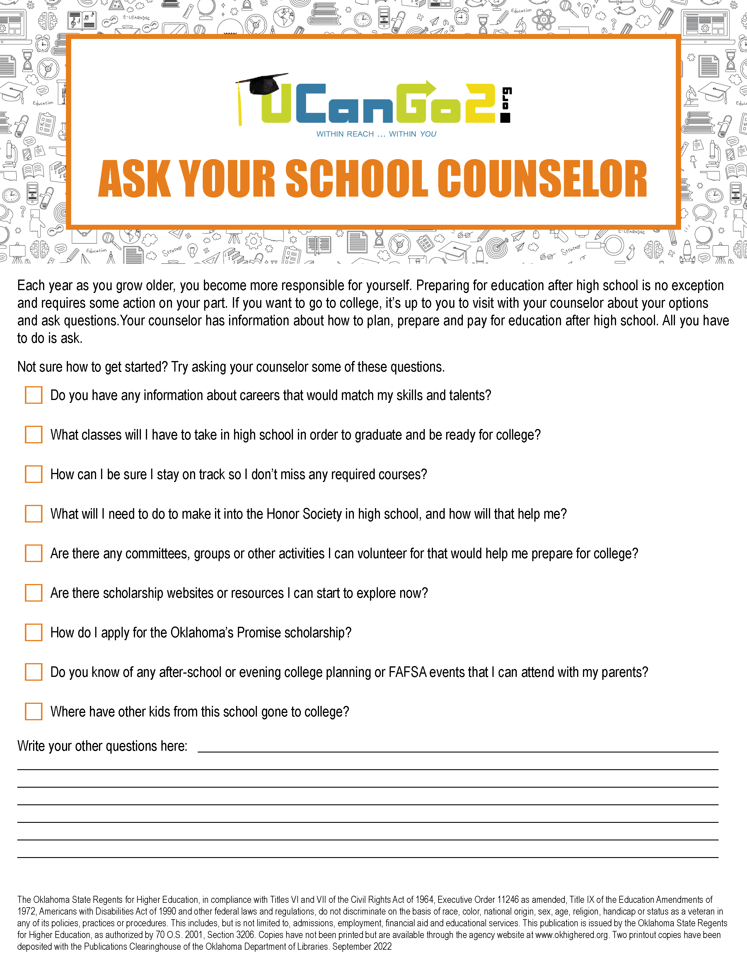 PDF of Ask Your School Counselor Worksheet Opens in a new tab