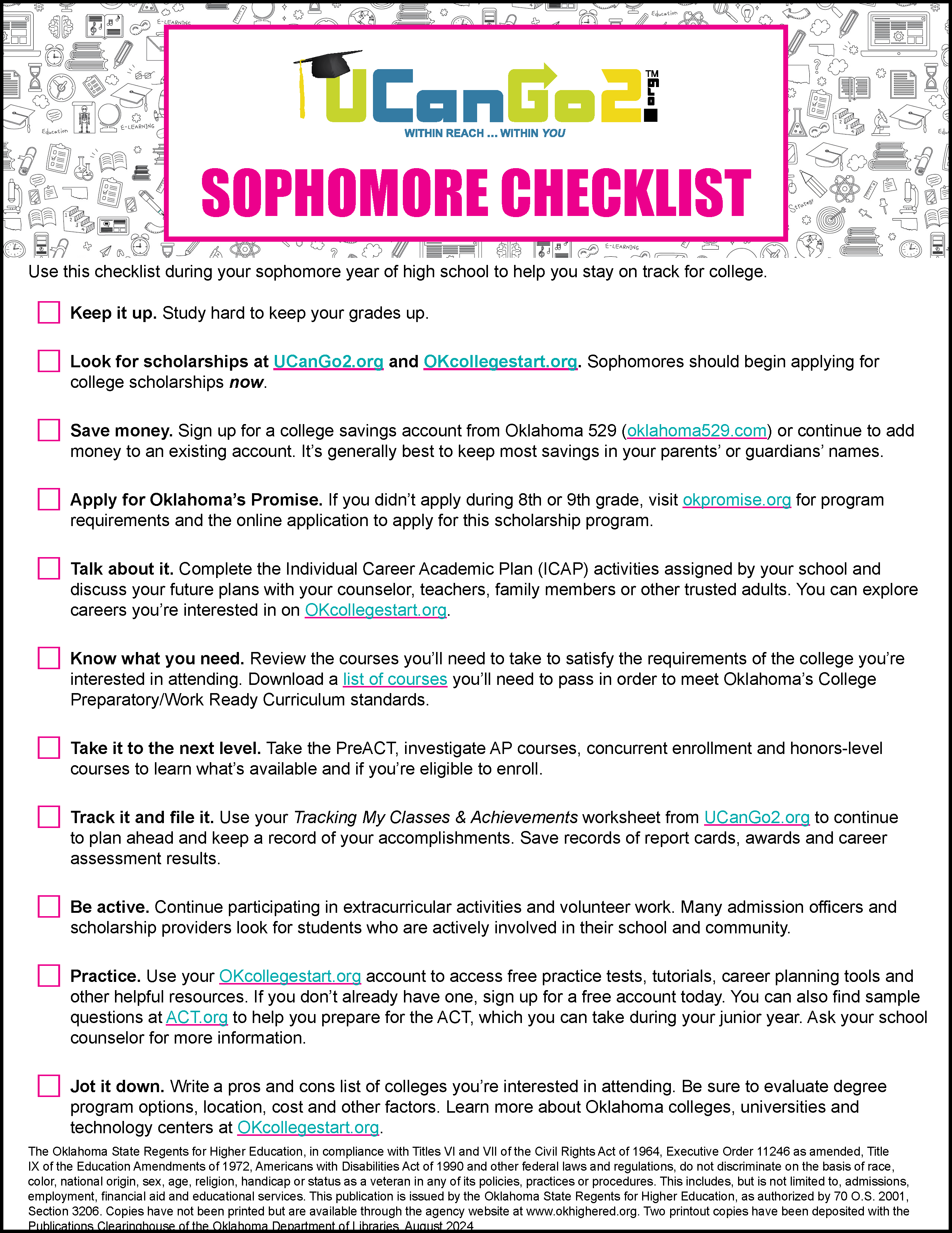 PDF of Sophomore Checklist