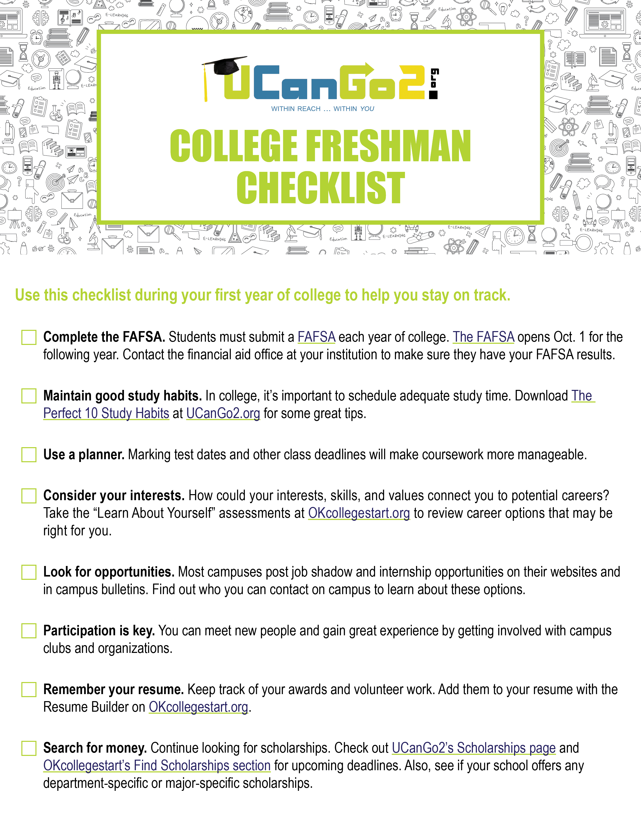 PDF of College Freshmen Checklist